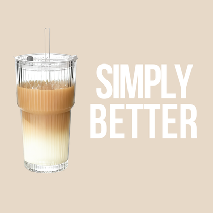 SIPPURA® Glass Tumbler With Glass lid & Straw - 20oz